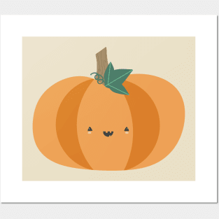 Cute happy carved pumpkin Posters and Art